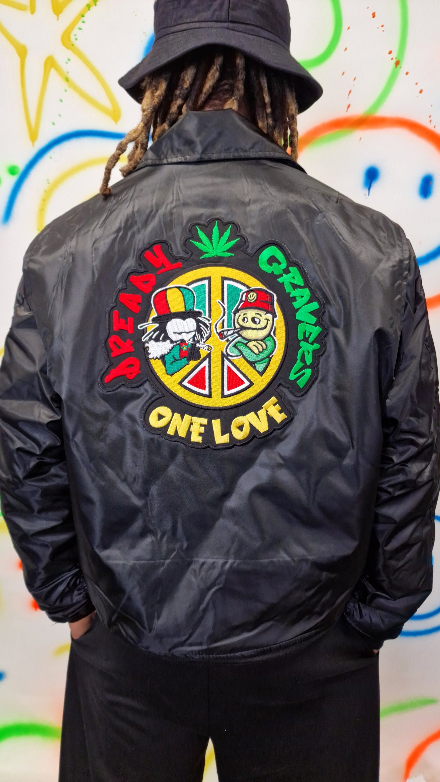 Qravers : Dready One Love MA-2 Bomber Jacket Black -