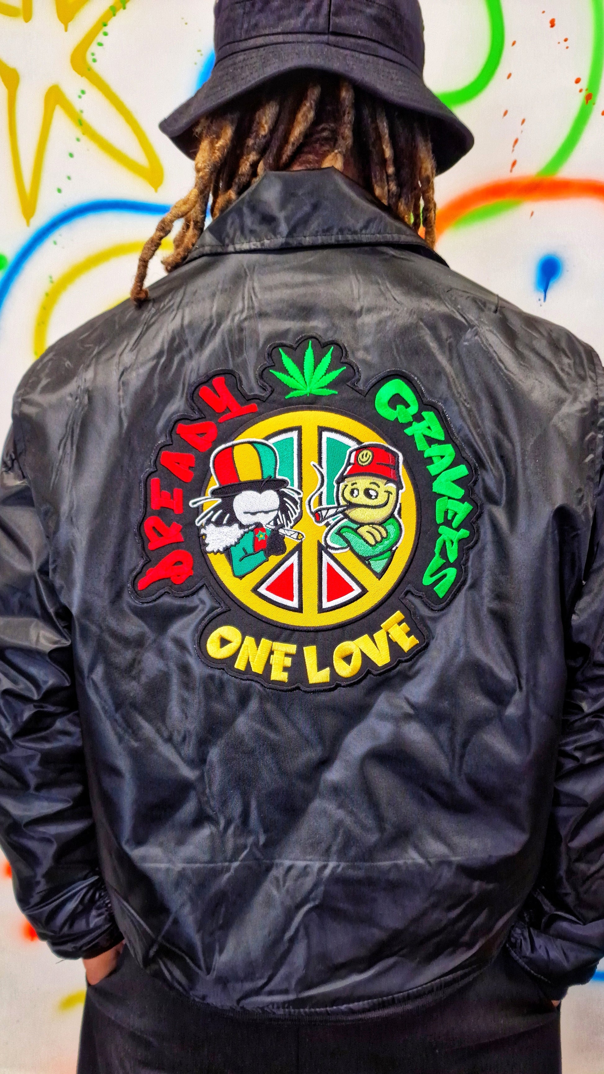 Qravers : Dready One Love MA-2 Bomber Jacket Black - XS