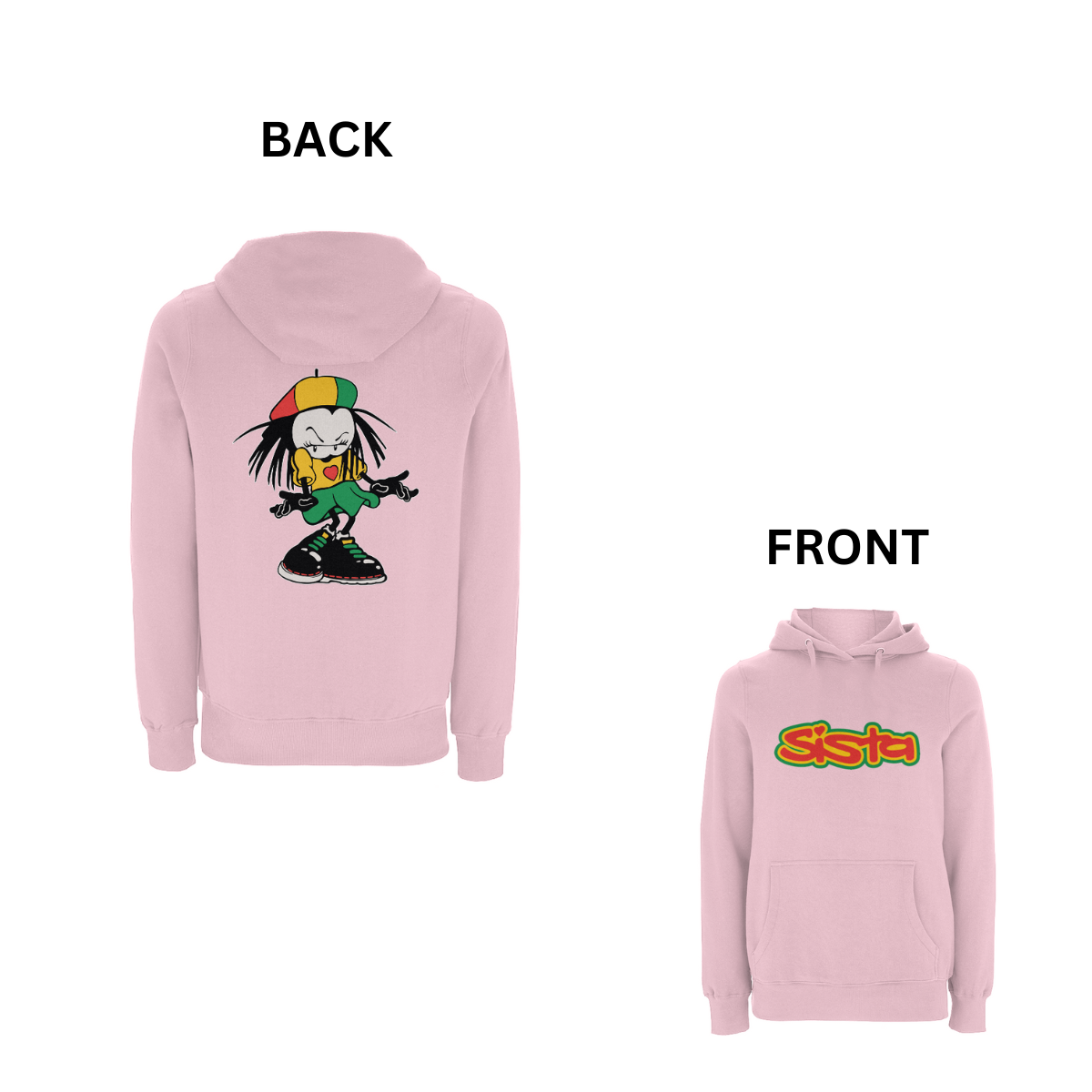 Dready Original : Sista Manners Front & Back Print Hood - Pink