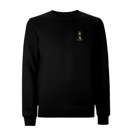 Dready Original : Dready Walking Man Front Embroidered Sweatshirt - Black