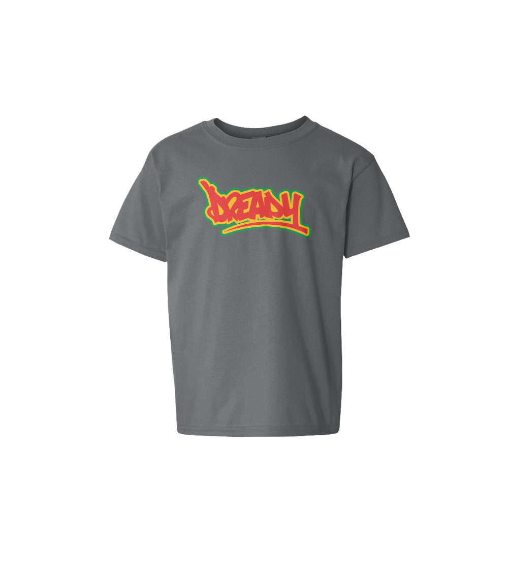 Dready Original : Dready Text Logo Kids Tee - Charcoal