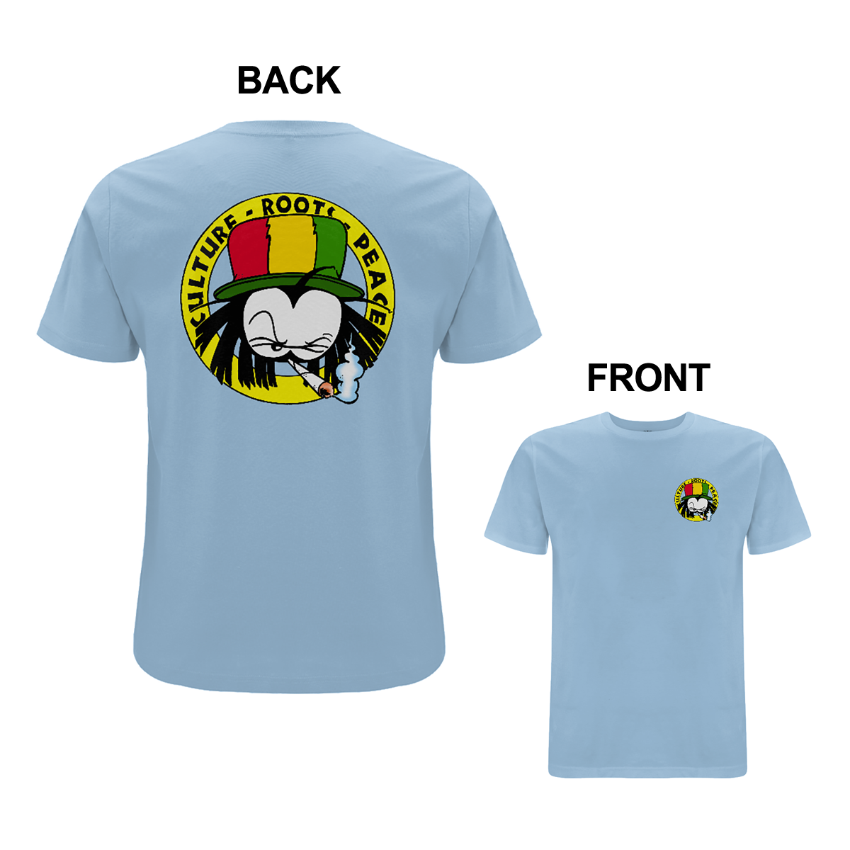 Dready Original : Dready 90s Crest Front and Back Print T-Shirt - Light Blue