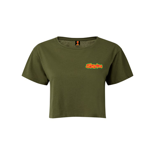 Dready Original : SISTA Front Logo Women's TriDri® Crop Top - Olive Green