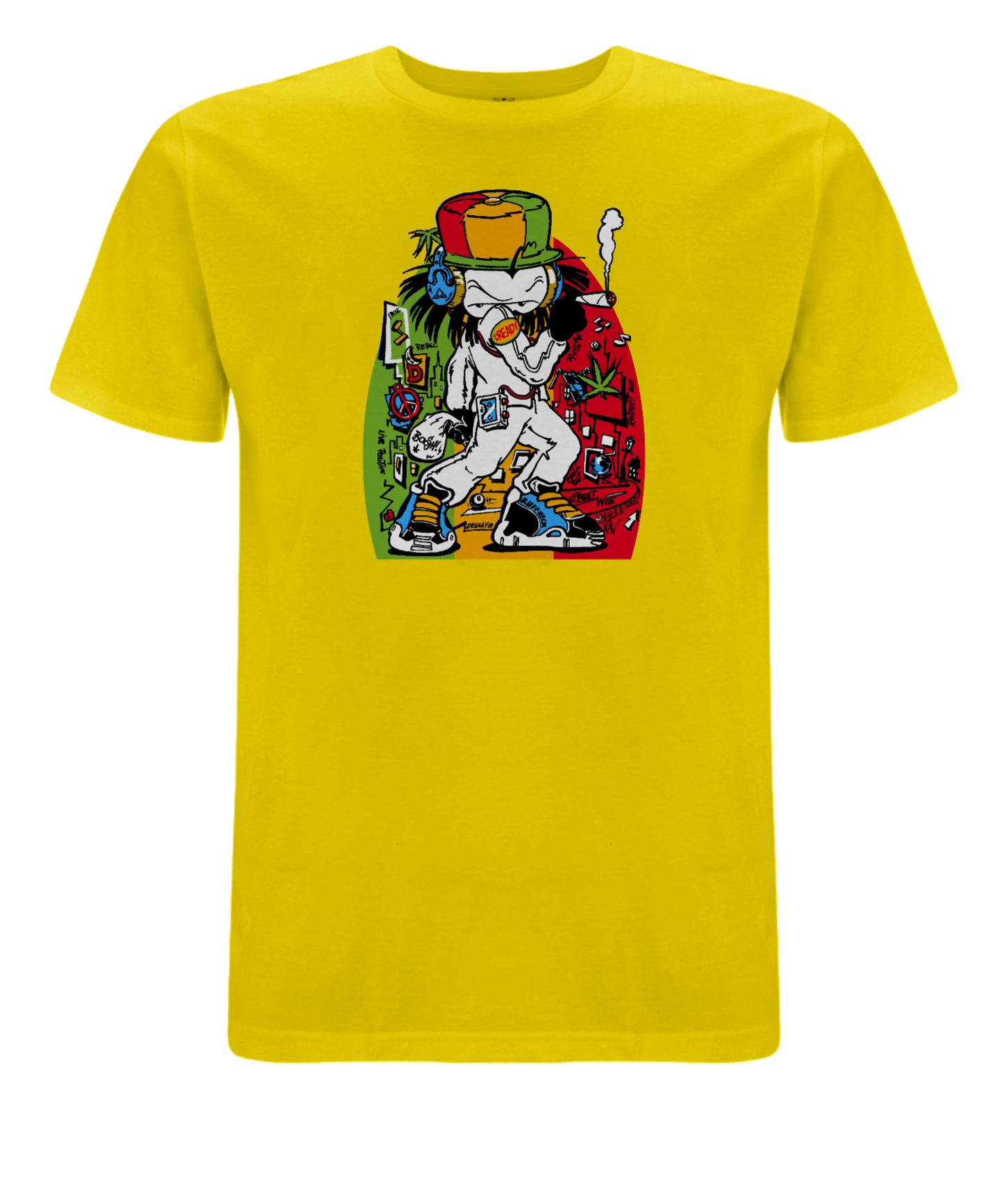 Dready Original : Dready Ruffneck front print T-Shirt - Yellow