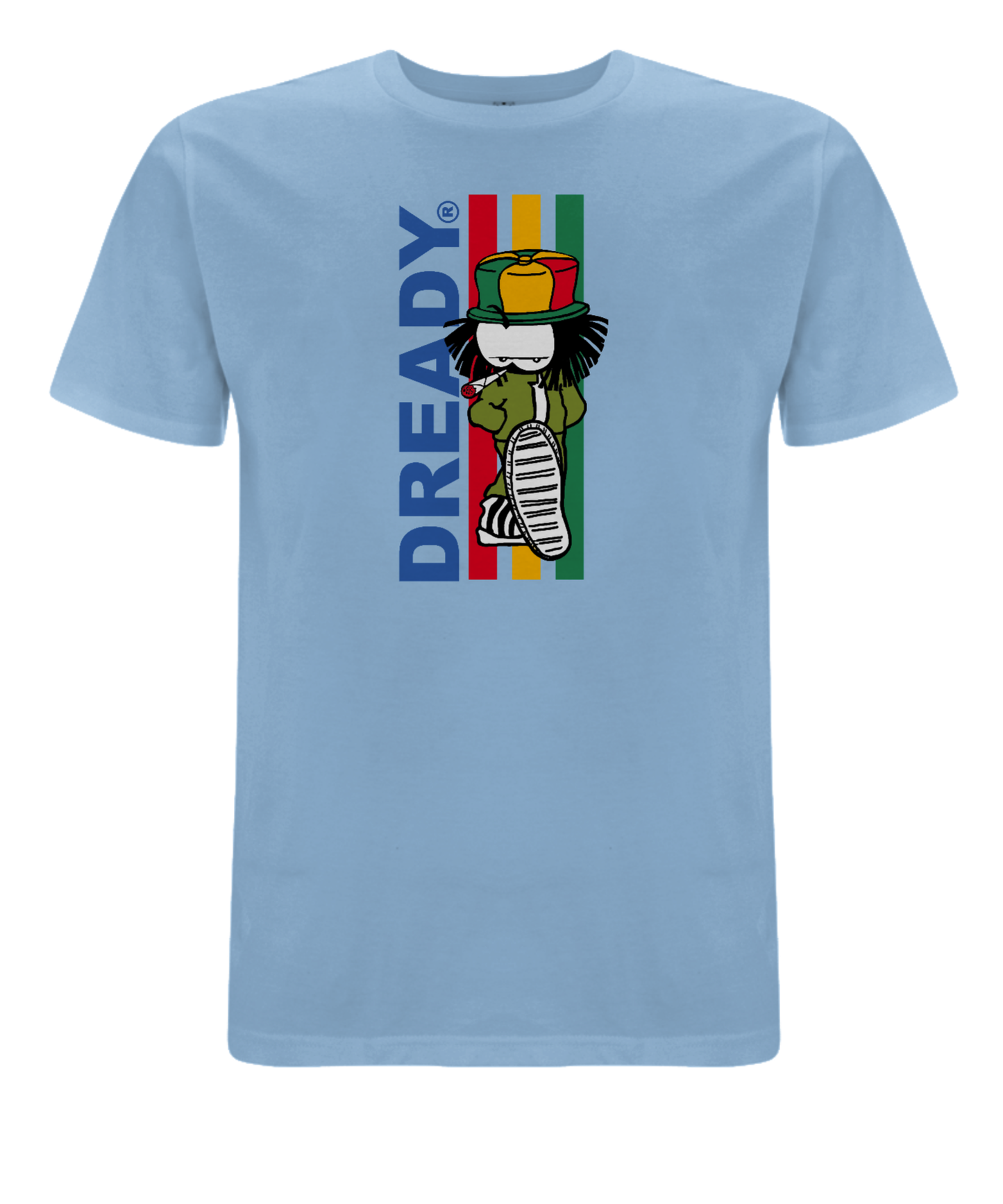 Dready Original : Dready 3 stripe front print T-Shirt - Sky blue