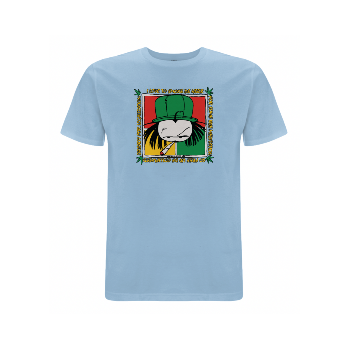 Dready Original : Dready 'Free De Herb' front print t-shirt - Sky blue