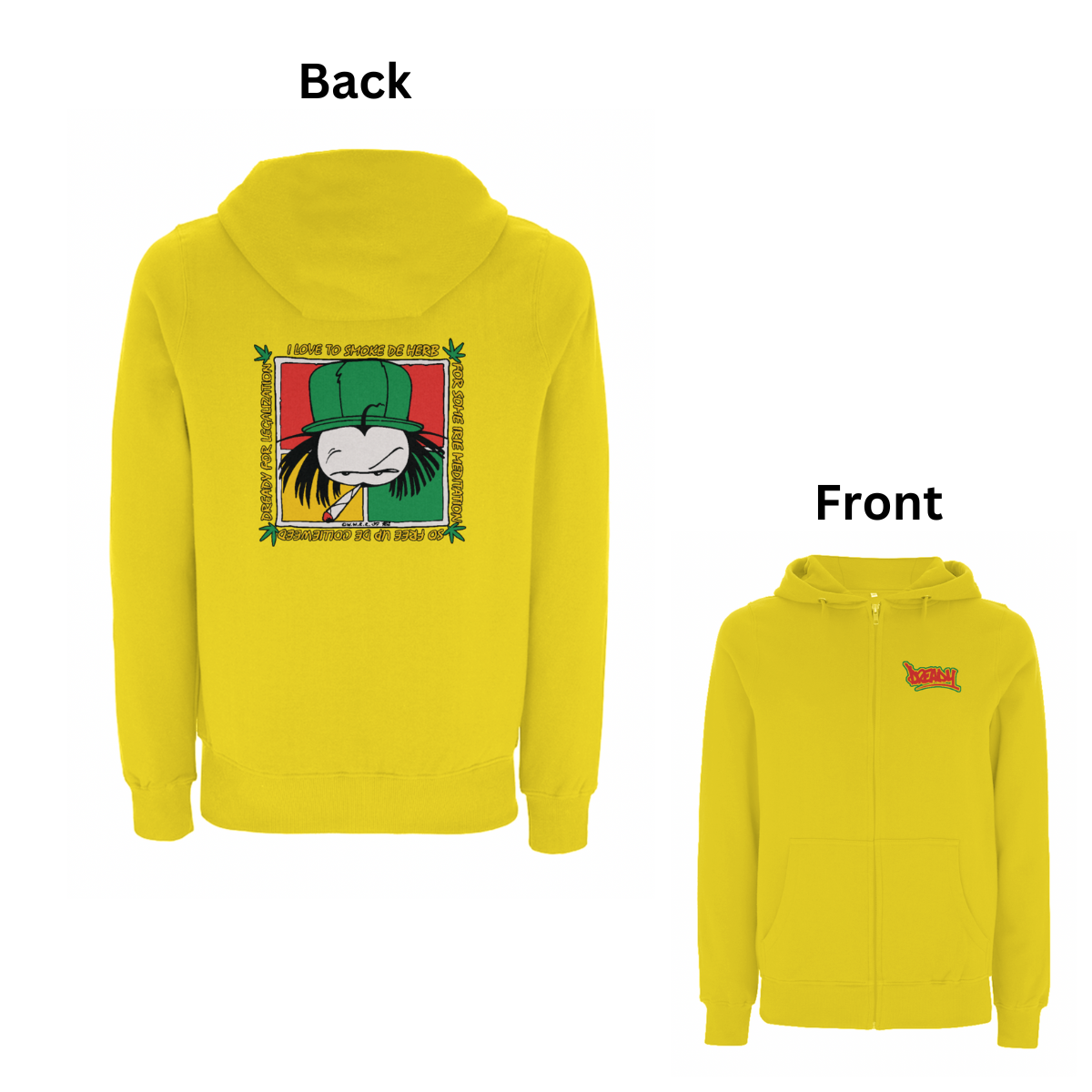 Dready Original : Dready 'Free de herb' Zip hood - Yellow