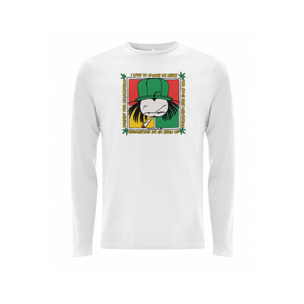 Dready Original : Dready 'Free de herb' front print long-sleeve - White