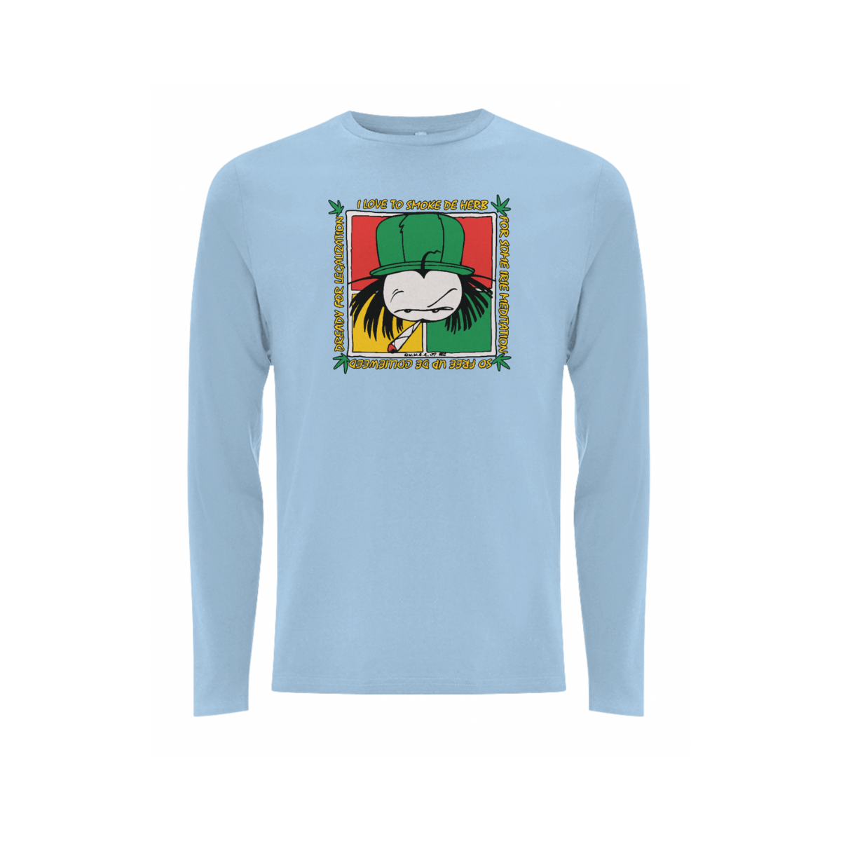 Dready Original : Dready 'Free de herb' front print long-sleeve - Sky blue