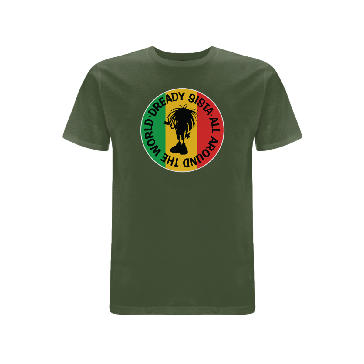 Dready Original : Sista Global Front Print T-shirt - Military green