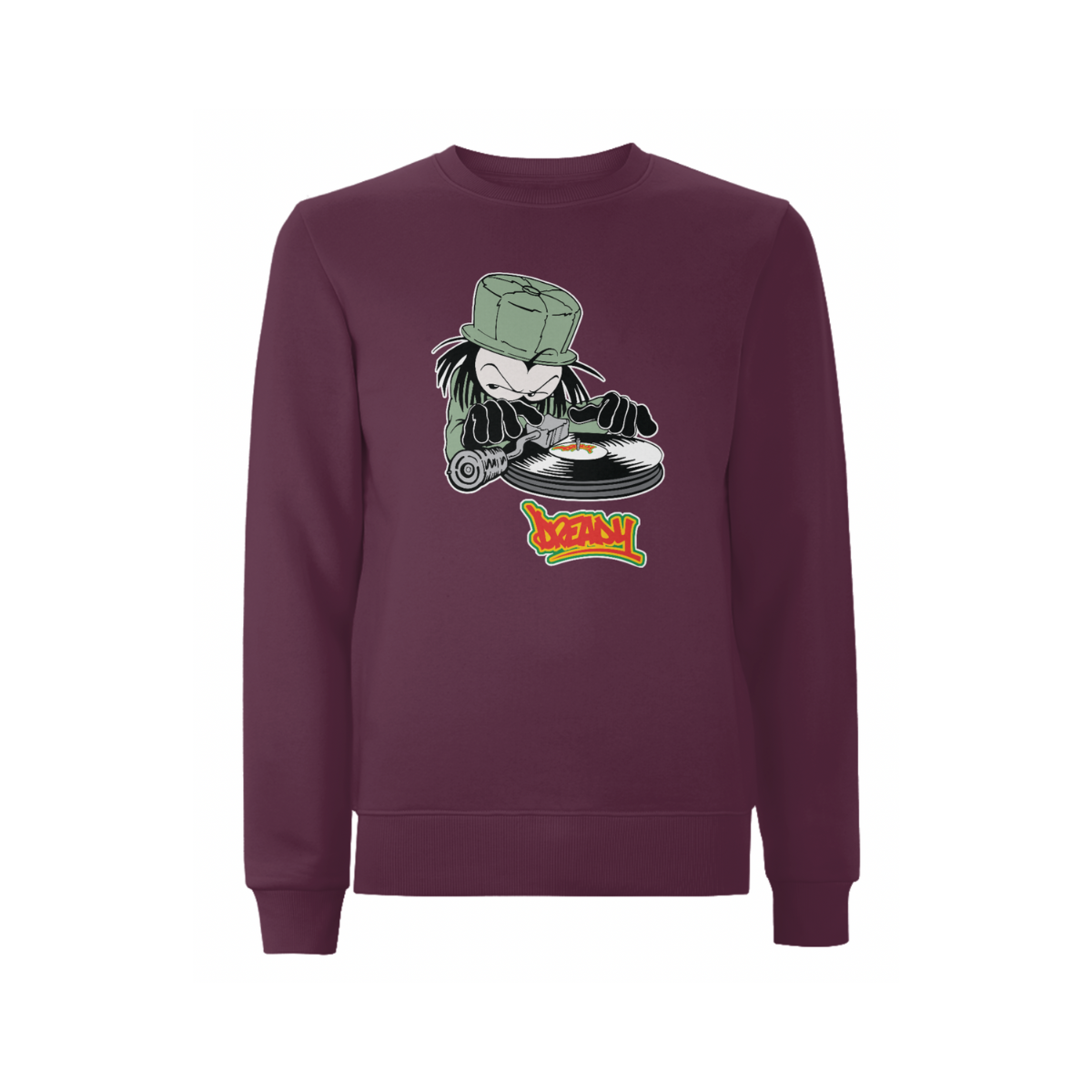 Dready Original : DJ DREADY Front Print Sweatshirt - Maroon