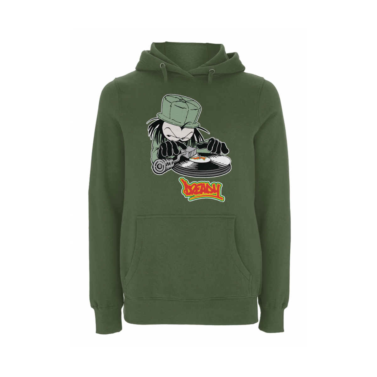 Dready Original : DJ DREADY Front Print Hood - Military green