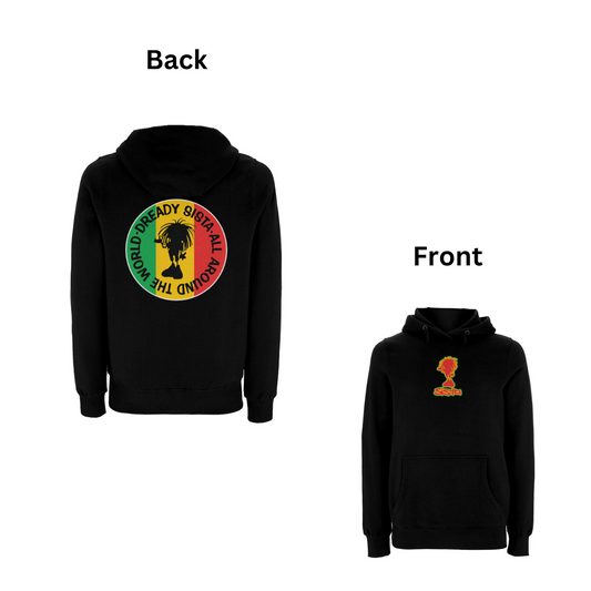 Dready Original : Global Sista front & Back Print Hoodie - Black