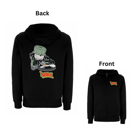 Dready Original : DJ DREADY Front and Back Print Zip Hoody - Black