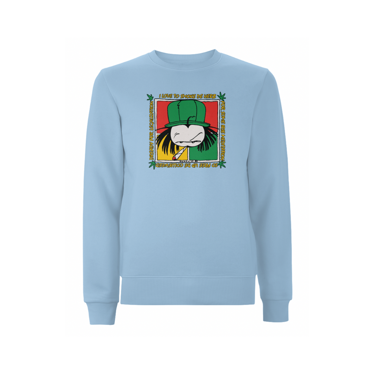 Dready Original : Dready 'Free de herb' sweatshirt - Sky blue