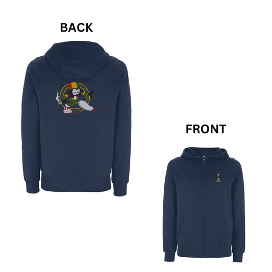 Dready Original : Dready Positive Vibrations Front and Back Embroidered Zip Hood - Navy