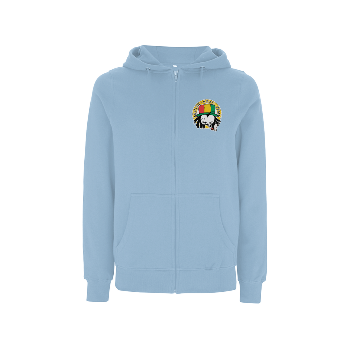 Dready Original : Dready 90s Crest Small front print Logo Zip Hood - Light Blue