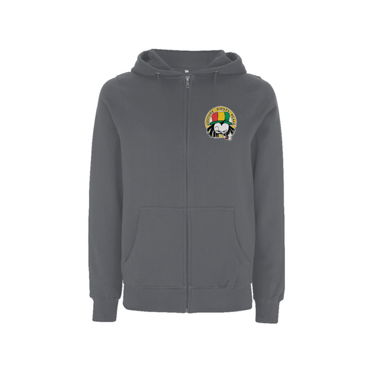 Dready Original : Dready 90s Crest Small front print Logo Zip Hood - Charcoal