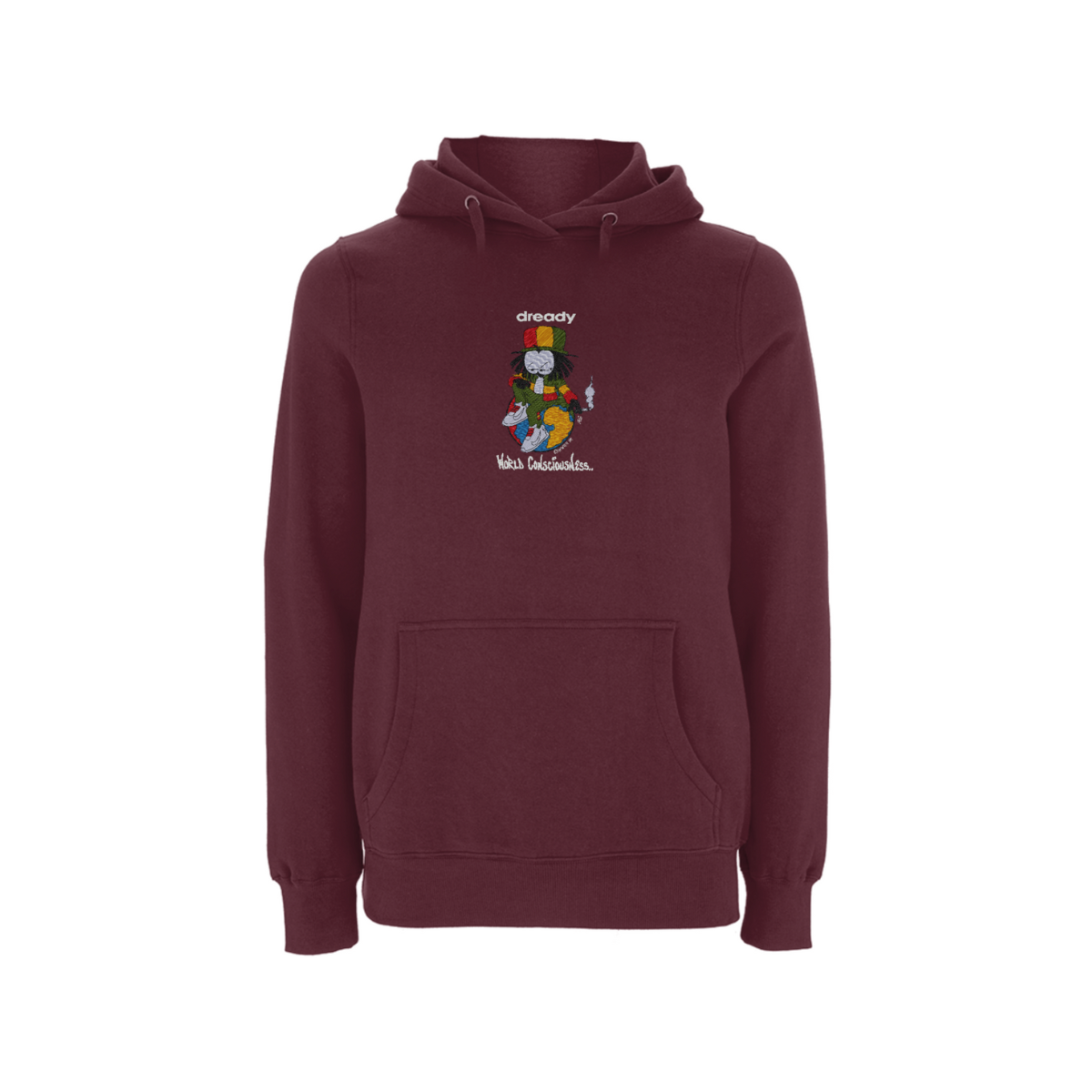 Dready Original : DREADY WORLD CONCIOUSNESS Embroidered Hood - Maroon