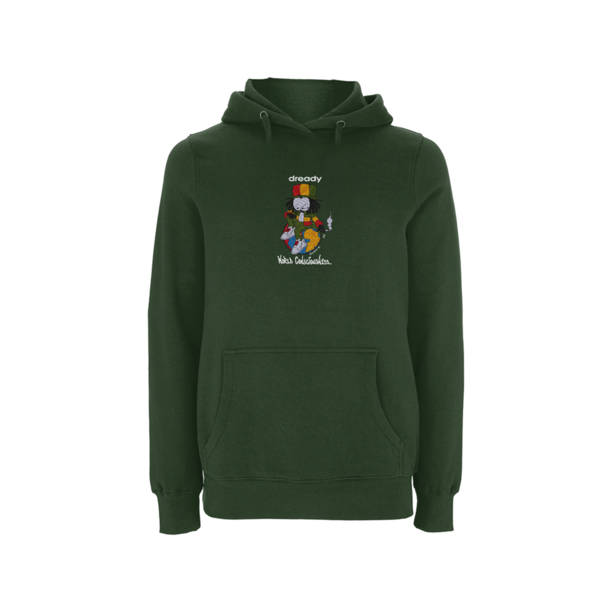 Dready Original : DREADY WORLD CONCIOUSNESS Embroidered Hood - Military green