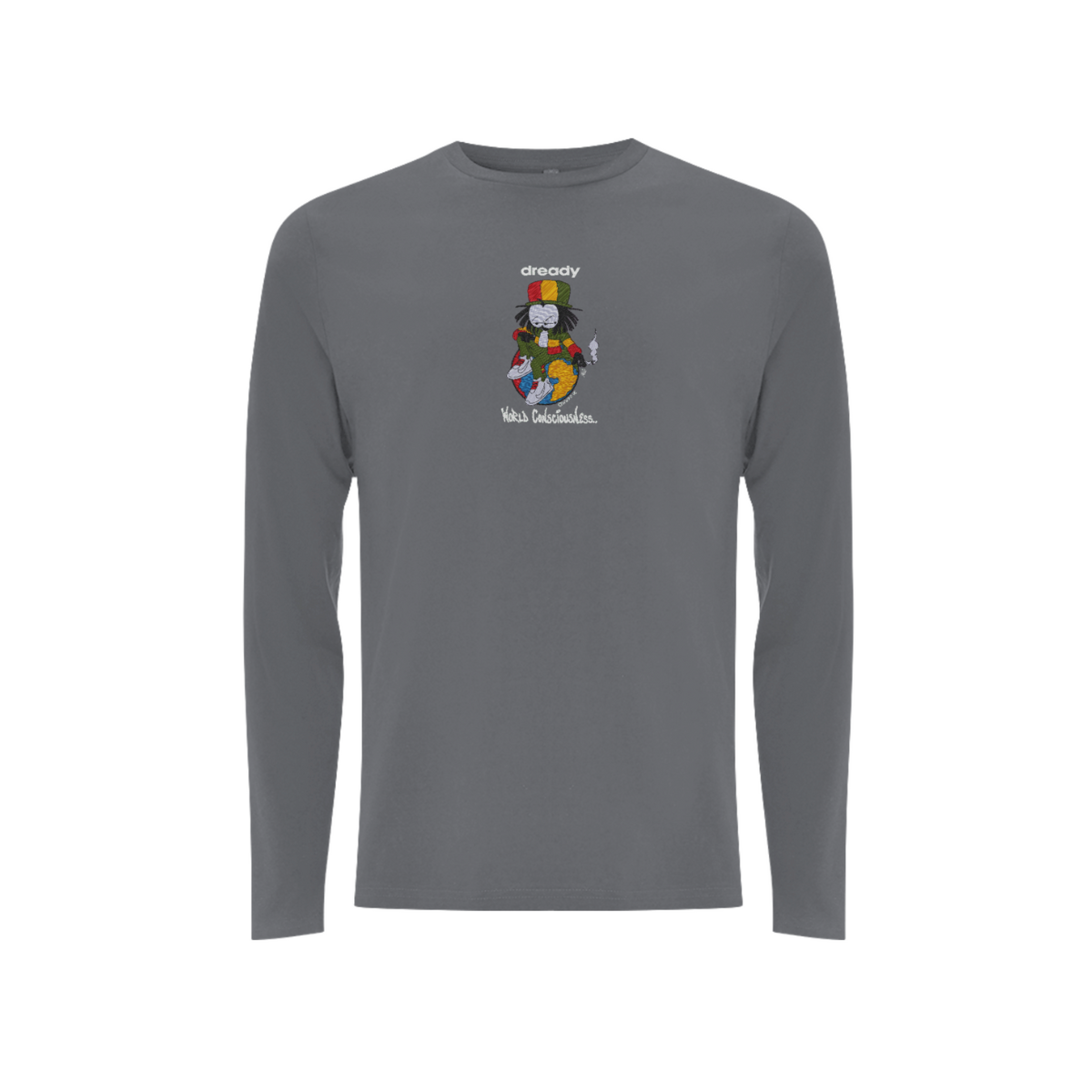 Dready Original : DREADY WORLD CONCIOUSNESS Front Print Long Sleeve - Grey