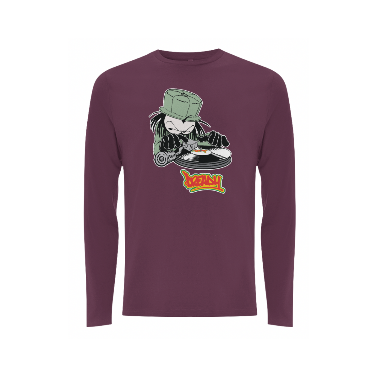 Dready Original : DJ DREADY Front Print Long Sleeve - Maroon