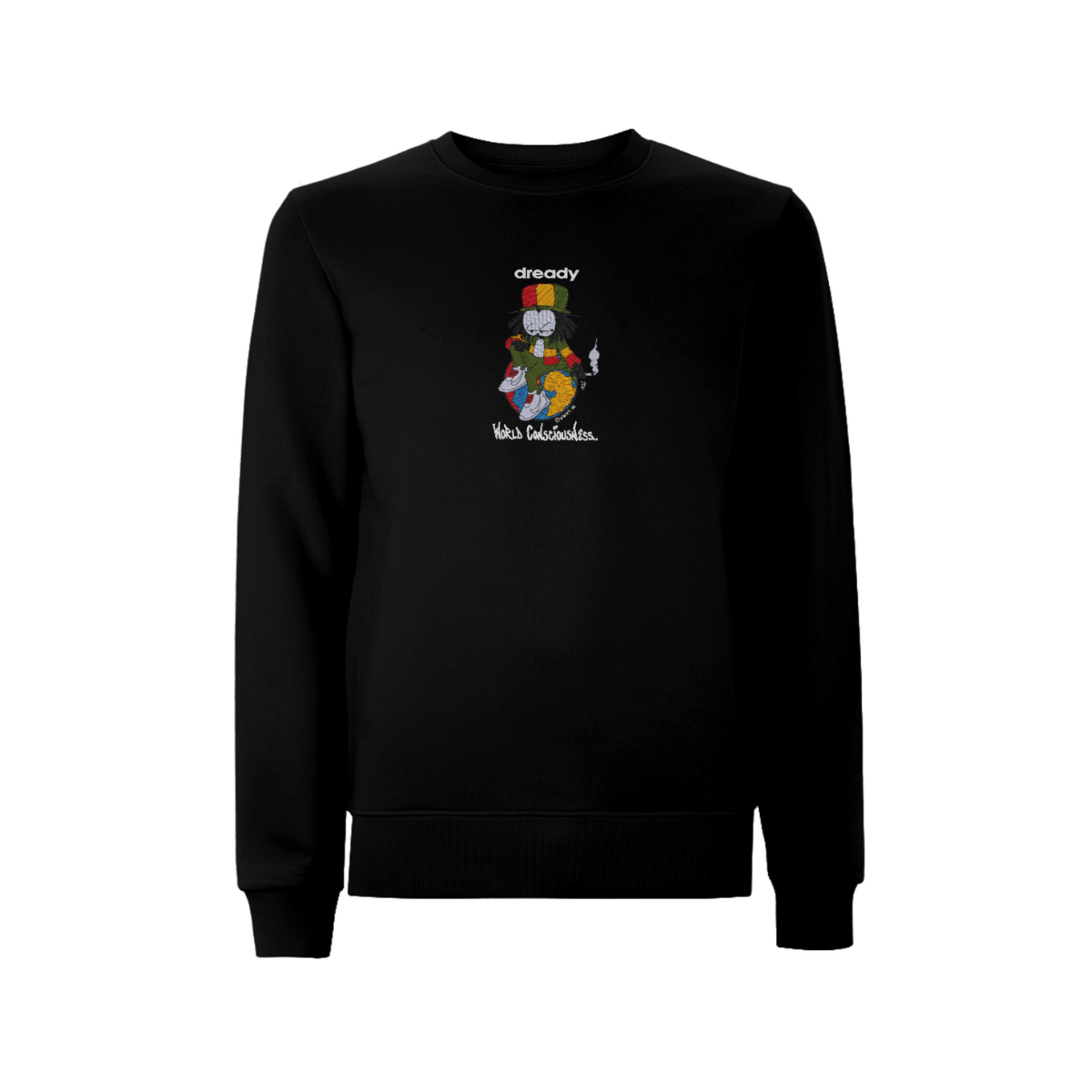 Dready Original : DREADY WORLD CONSCIOUSNESS Front Print Sweatshirt - Black