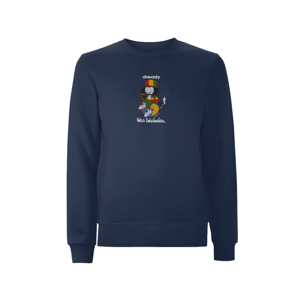 Dready Original : DREADY WORLD CONSCIOUSNESS Front Print Sweatshirt - Navy