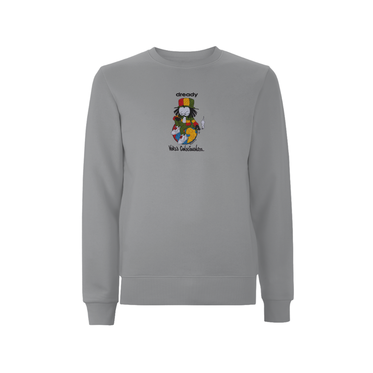 Dready Original : DREADY WORLD CONSCIOUSNESS Front Print Sweatshirt - Grey