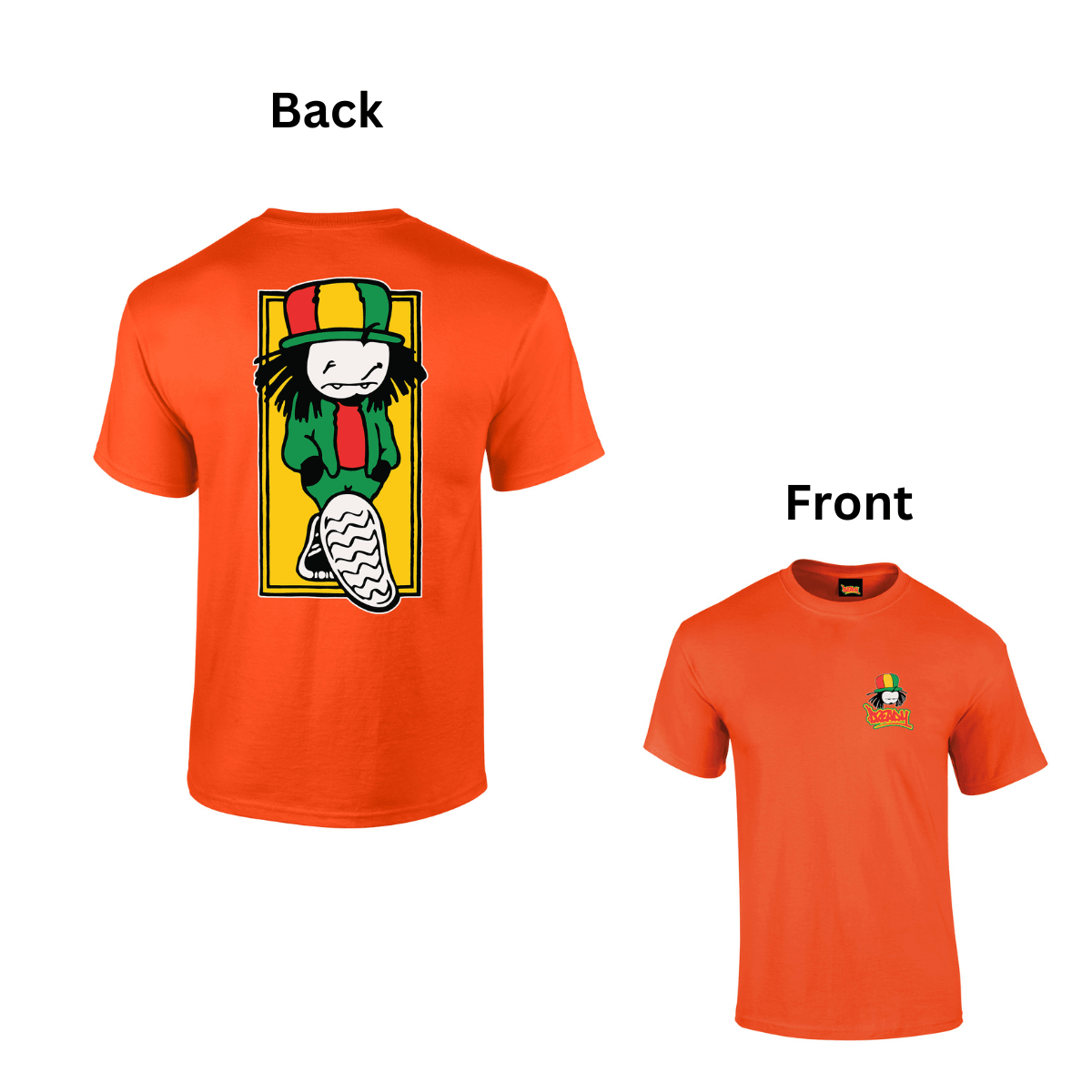 Dready Original : Walking Dread Front & Back Print T- Shirt - Orange