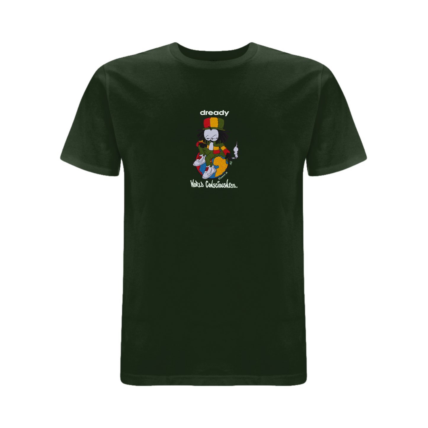 Dready Original : World Conciousness Embroidered T-Shirt - Green