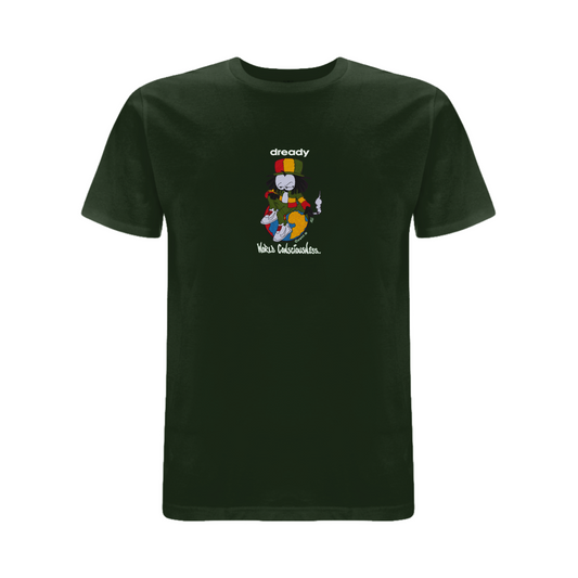 Dready Original : World Conciousness Embroidered T-Shirt - Green