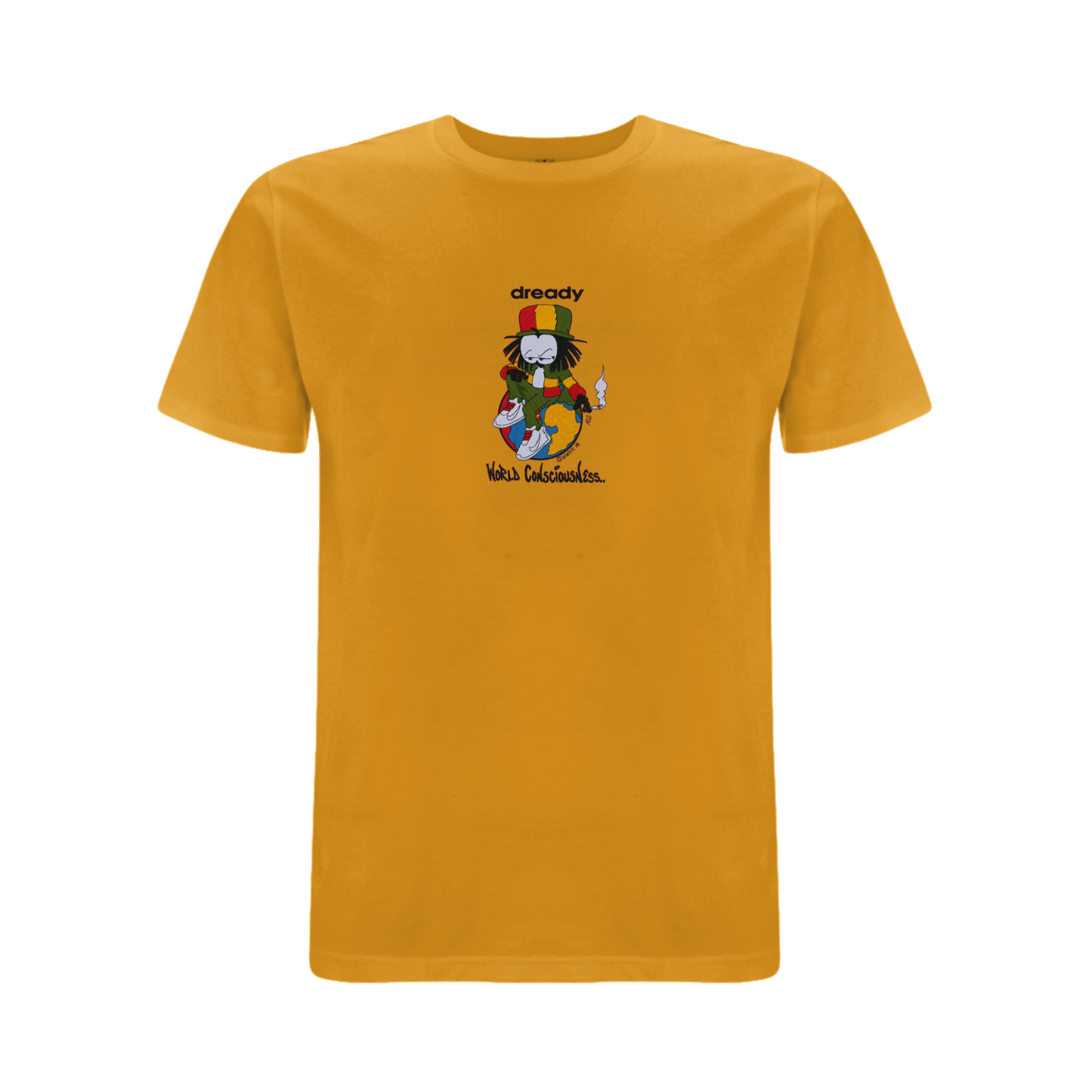 Dready Original : World Conciousness Embroidered T-Shirt - Gold