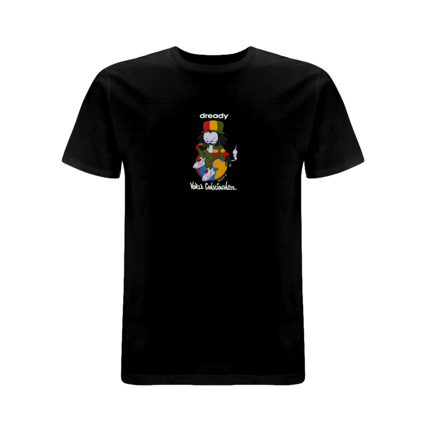 Dready Original : World Conciousness Embroidered T-Shirt - Black