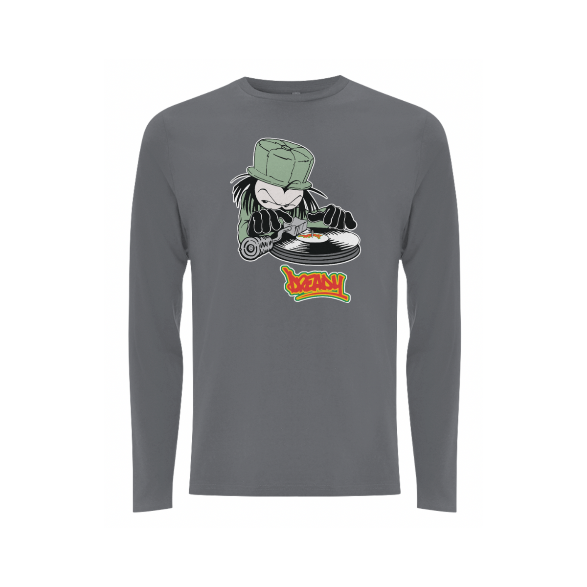 Dready Original : DJ DREADY Front Print Long Sleeve - Charcoal grey