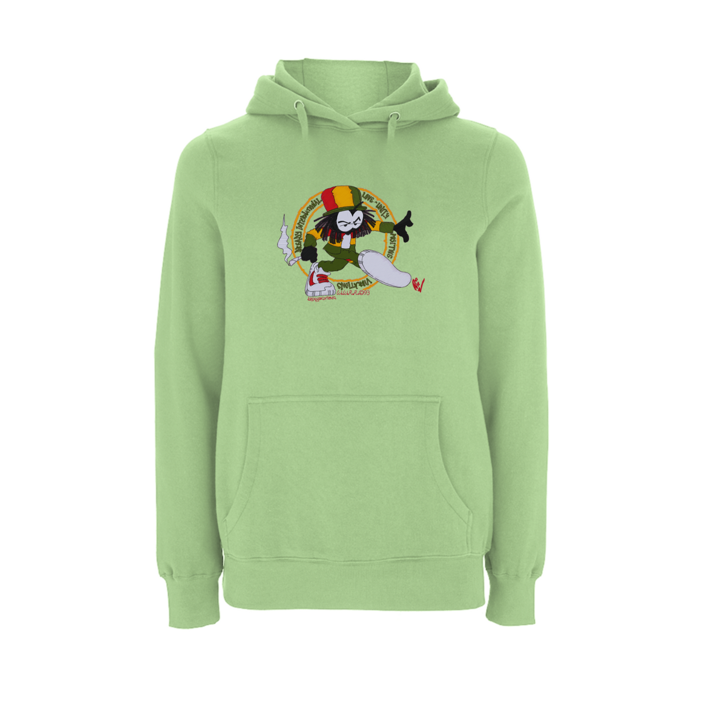 Dready Original : Dready positive vibrations Embroidered Hoody - LIGHT GREEN