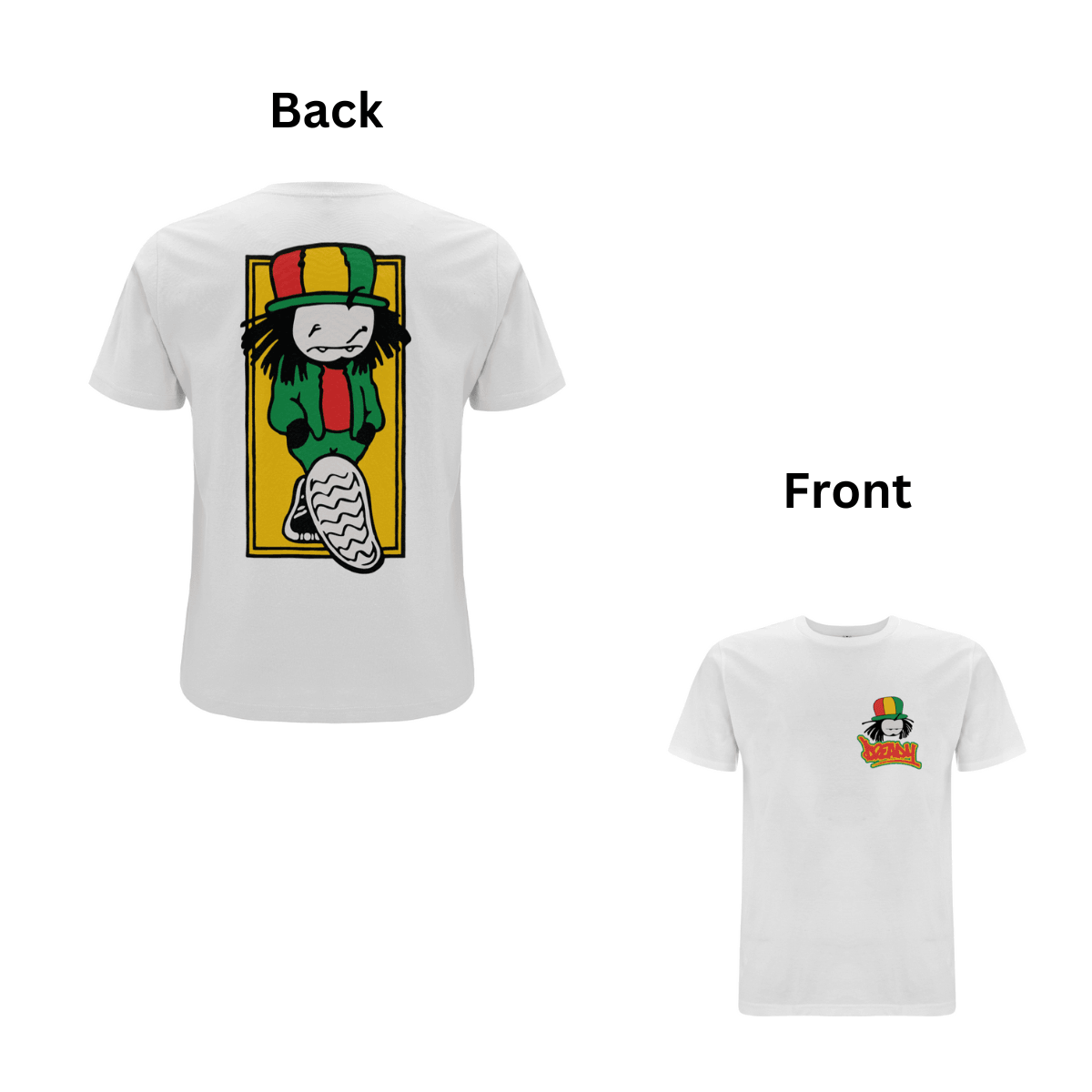 Dready Original : Walking Dread Front & Back Print T- Shirt - White