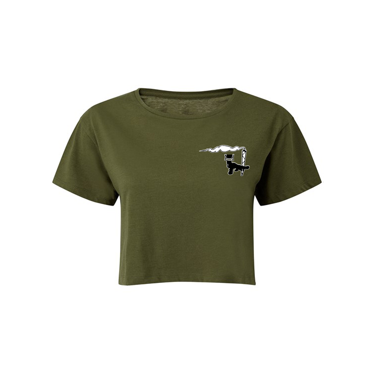 Dready Original : DREADY SISTA Women's Hand Front Printed Cropped T-shirt - Military Green