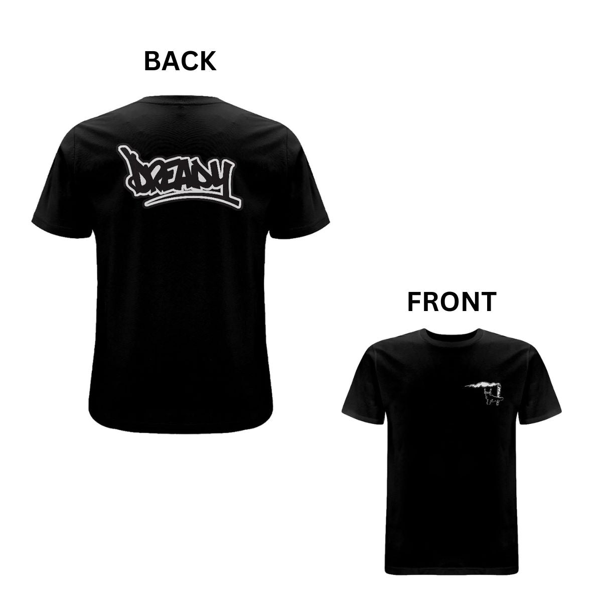 Dready Original : DREADY hand small left logo & large word back print - Black