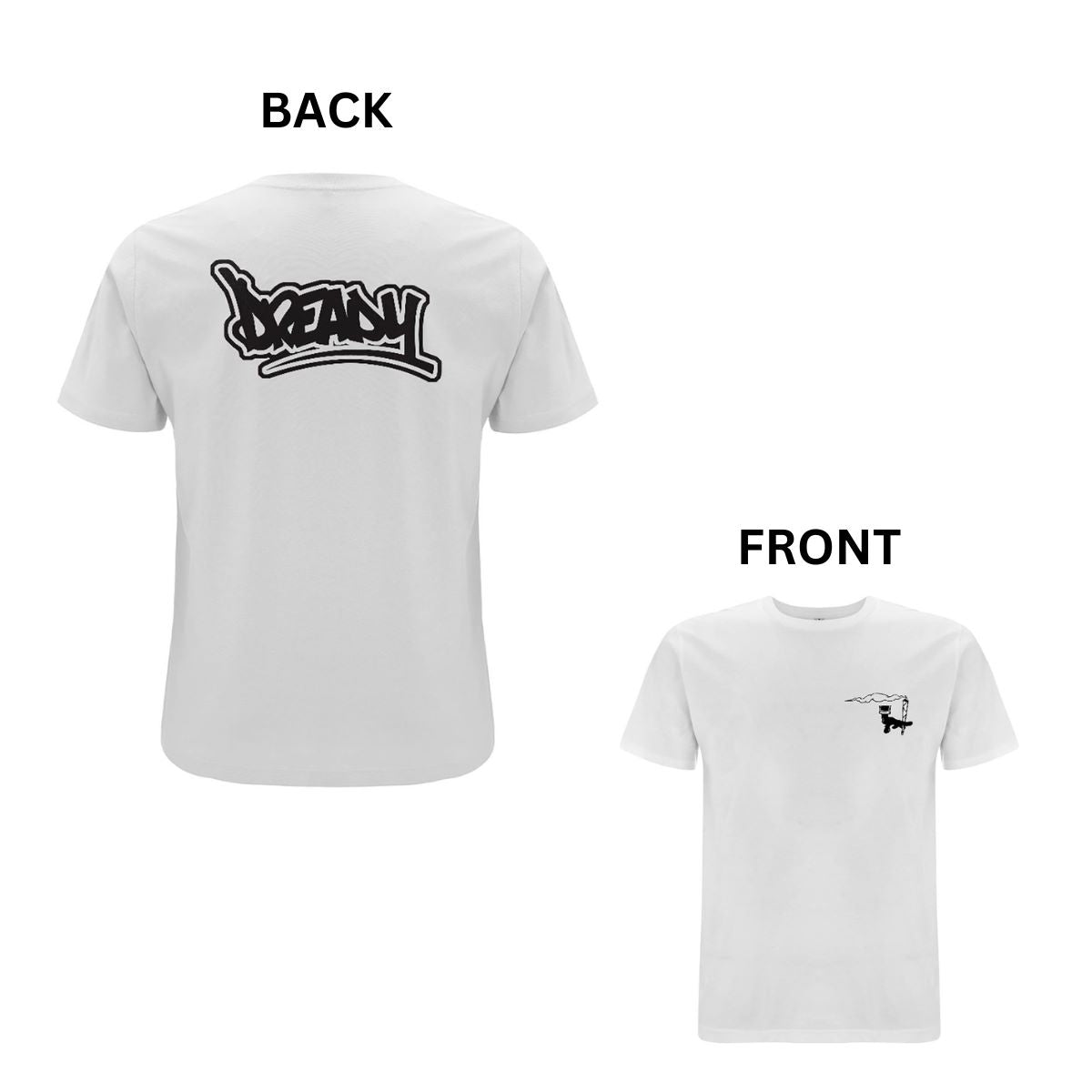 Dready Original : DREADY hand small left logo & large word back print - White